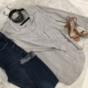 Grey button down shirt